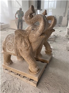 Polished Yellow Granite Garden Animal Statues