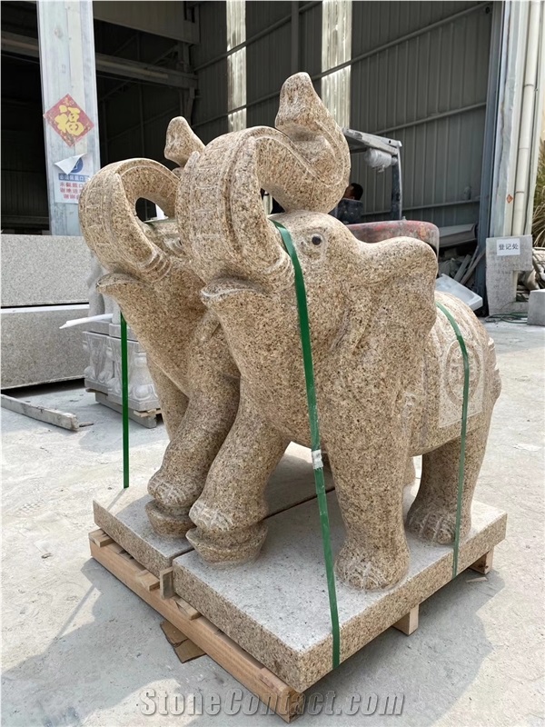 Polished Yellow Granite Garden Animal Statues