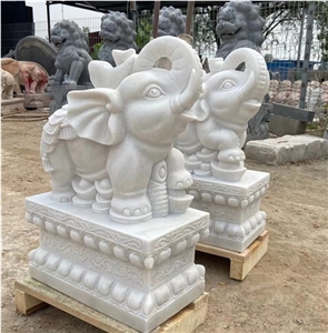 Pure White Marble Hotel Temple Animal Sculpture