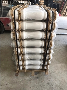 Pure White Marble Round Balustrades Hotel Handrail Pure White Marble Round Balustrades Hotel Handrail
