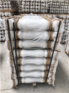 Pure White Marble Round Balustrades Hotel Handrail