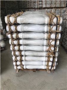 Pure White Marble Round Balustrades Hotel Handrail