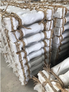 Pure White Marble Round Balustrades Hotel Handrail