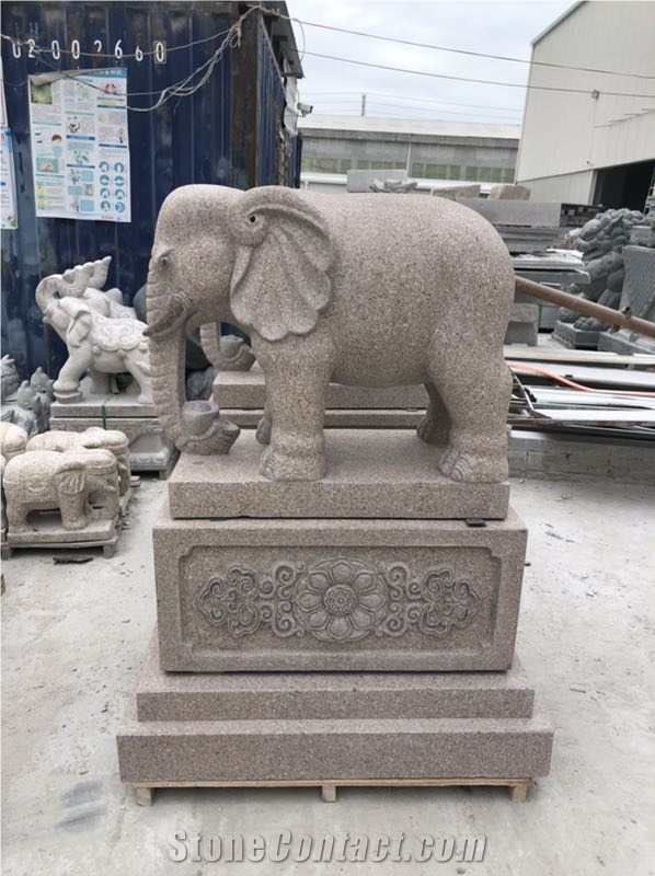 Red Granite Street 1.8m Elephant Animal Statues