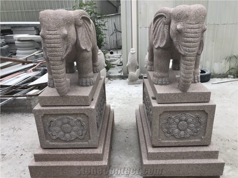 Red Granite Street 1.8m Elephant Animal Statues