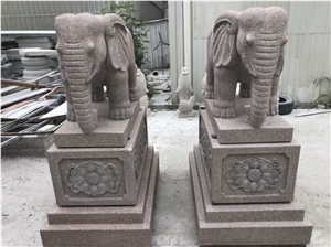 Red Granite Street 1.8m Elephant Animal Statues