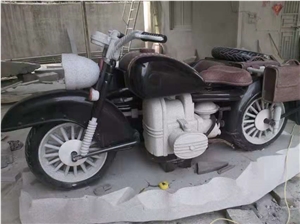 Stone Motorcycle Sculpture Garden Art Statues
