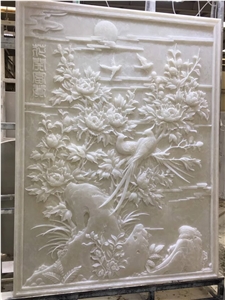 Top Pure White Marble Carving Relief Wall Paving