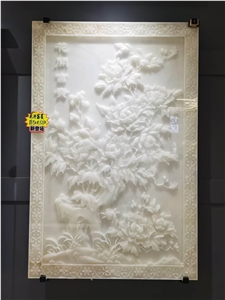 Top Pure White Onyx Wall Relief Sculpture Cladding