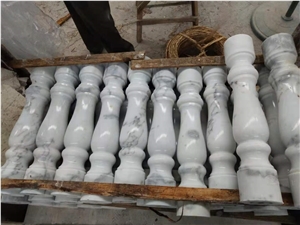 White Marble Round Balcony Railing Staircase Rails White Marble Round Balcony Railing Staircase Rails