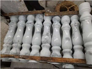 White Marble Round Balcony Railing Staircase Rails
