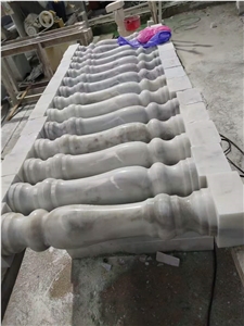 White Marble Round Balcony Railing Staircase Rails