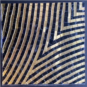 Black Glass Gold Mosaic Inlay Swimming Pool