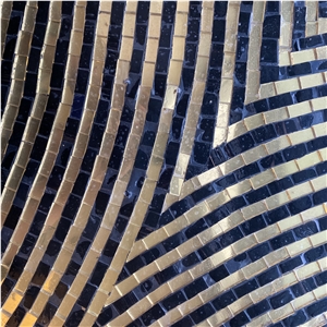 Black Glass Gold Mosaic Inlay Swimming Pool