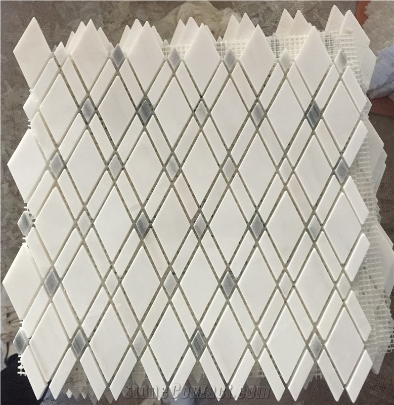 Geometry Rhombus White and Grey Mosaic