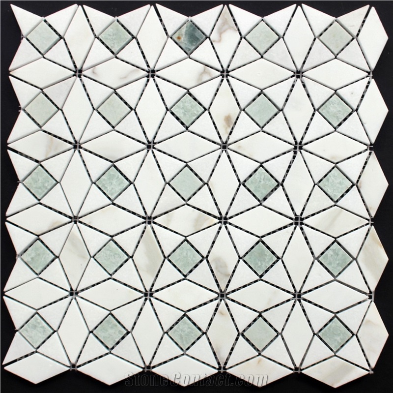 Geometry White and Green Mosaic