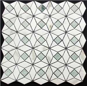 Geometry White and Green Mosaic Geometry White and Green Mosaic