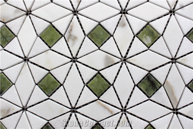 Geometry White and Green Mosaic