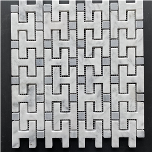H-Shaped Cararra White Wall Mosaic H-Shaped Cararra White Wall Mosaic