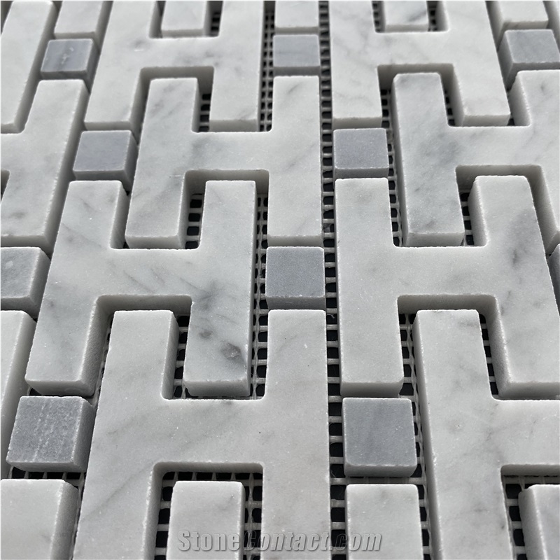 H-Shaped Cararra White Wall Mosaic