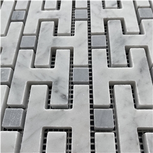H-Shaped Cararra White Wall Mosaic