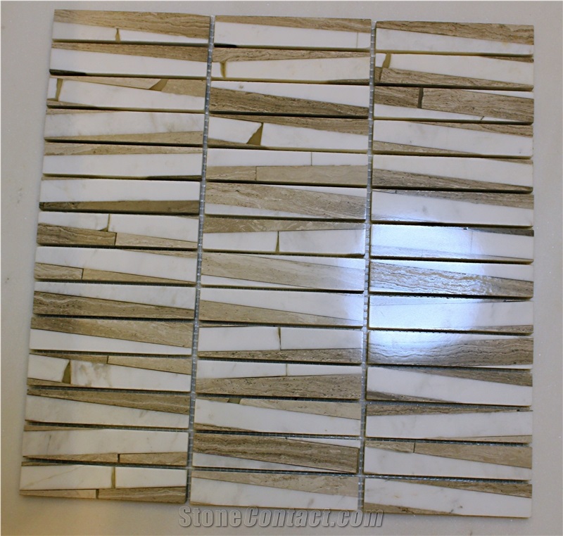 Natural Wood Grain Mosaic Linear Strips
