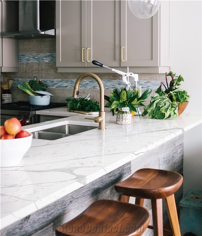 Artificial Marble Calacatta White Quartz Stone