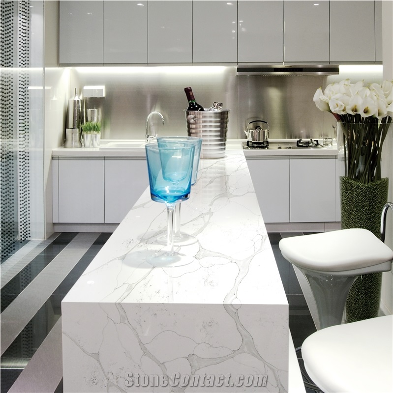 Artificial Marble Calacatta White Quartz Stone