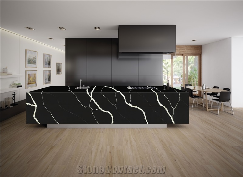 Artificial Quartz Slab Nero Margiua for Countertop