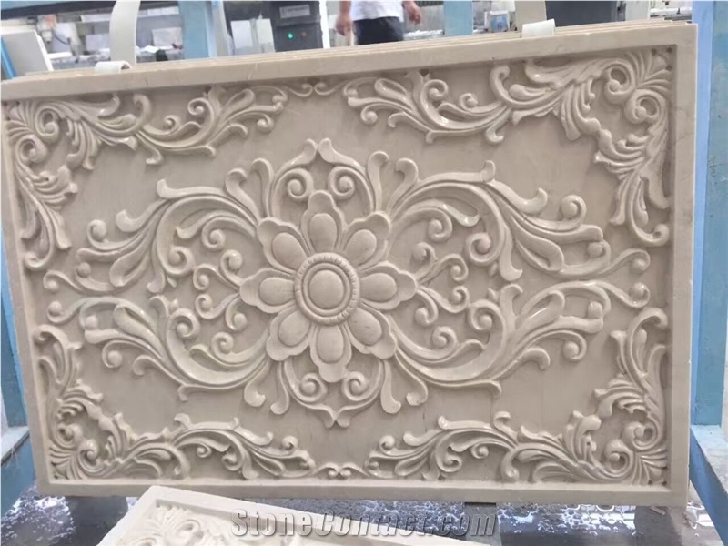 Beige Marble Stone Relief Sculpture