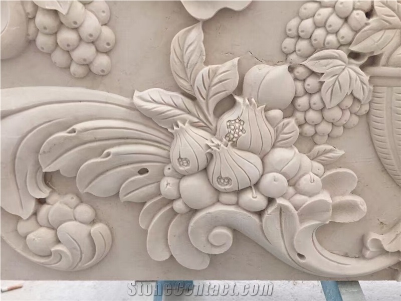 Beige Marble Stone Relief Sculpture