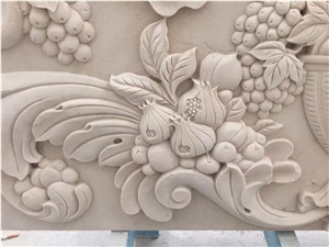 Beige Marble Stone Relief Sculpture
