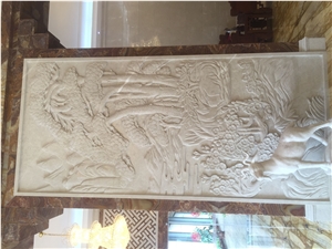 Beige Marble Stone Relief Sculpture