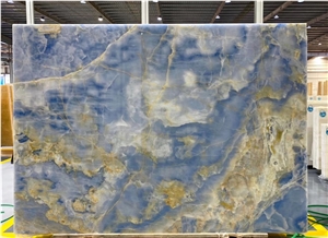 Blue Onyx Slab and Tiles for Project