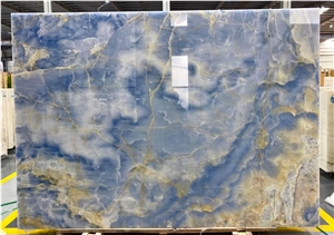 Blue Onyx Slab and Tiles for Project