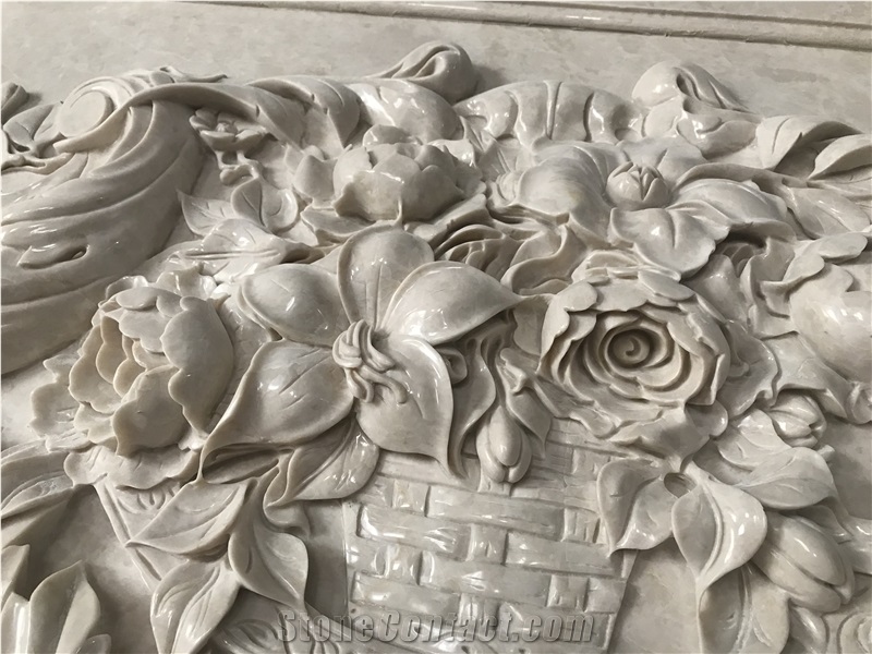 Ottoman Beige Marble Relief Sculpture for Wall