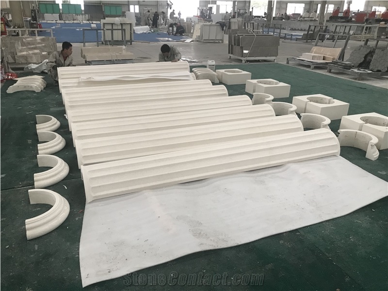 Sandy White Limestone Column Pillars for Project