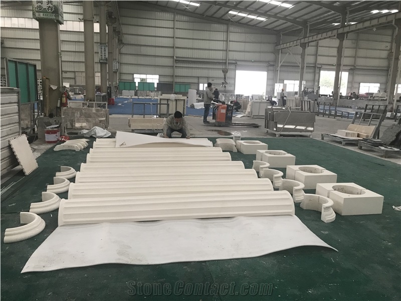 Sandy White Limestone Column Pillars for Project