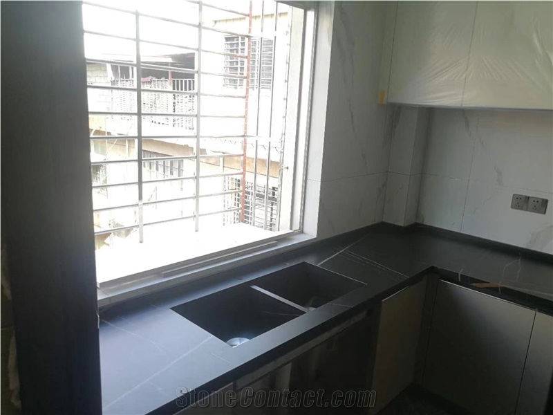 Super Thin 6mm Black Laurent Artificial Stone Countertop
