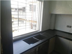 Super Thin 6mm Black Laurent Artificial Stone Countertop