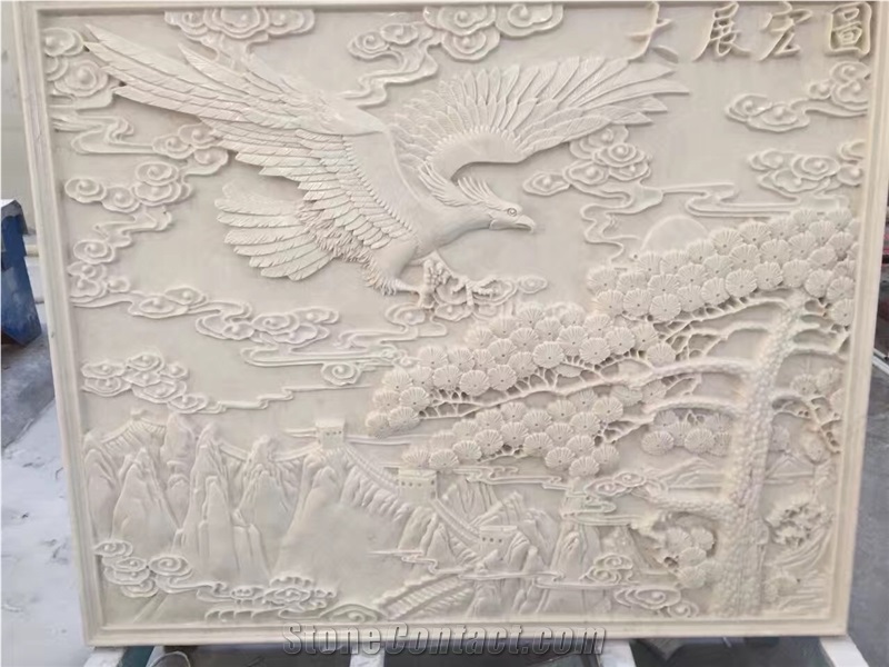 White Onyx Stone Relief Sculpture