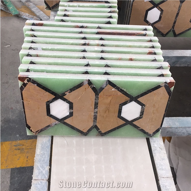 Artificial Onyx And Marble Composite Water Jet Pattern Tiles