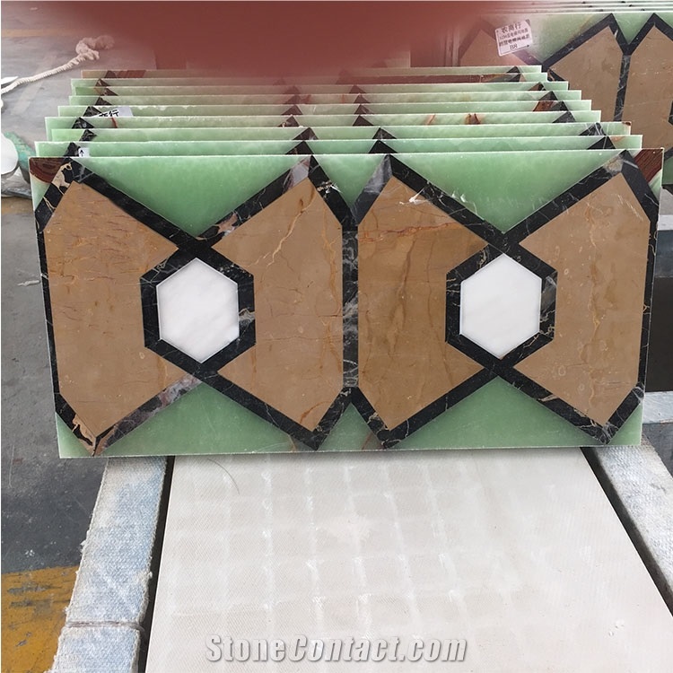 Artificial Onyx And Marble Composite Water Jet Pattern Tiles