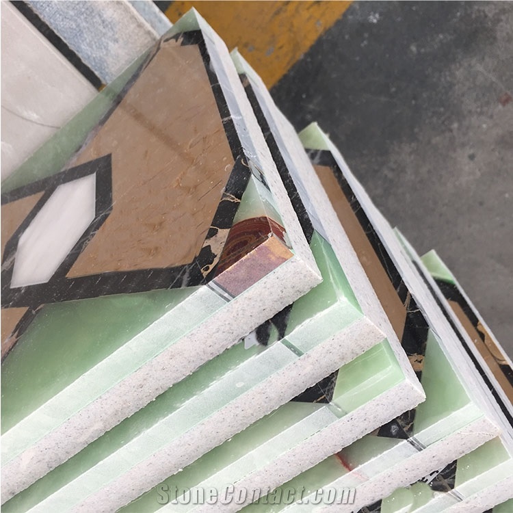Artificial Onyx And Marble Composite Water Jet Pattern Tiles