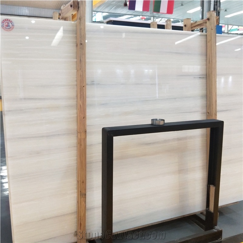 Athens White Wooden Vein Onyx Slab Stone