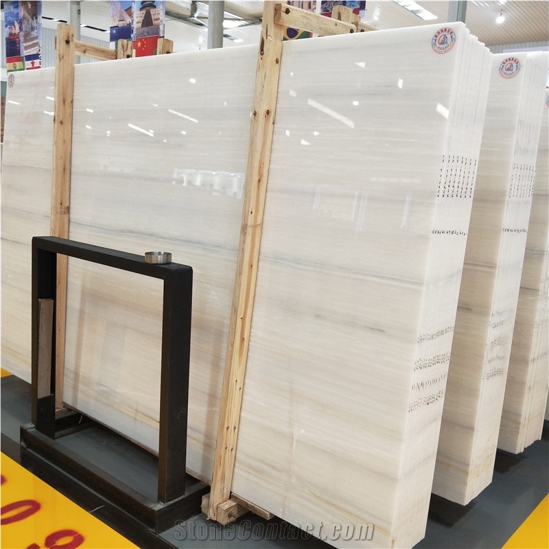Athens White Wooden Vein Onyx Slab Stone
