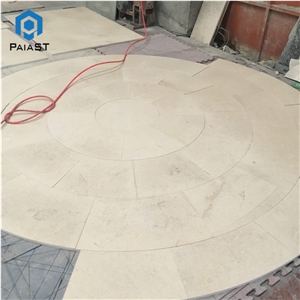 Beige Limestone Waterjet Inlay Flooring Round Pattern