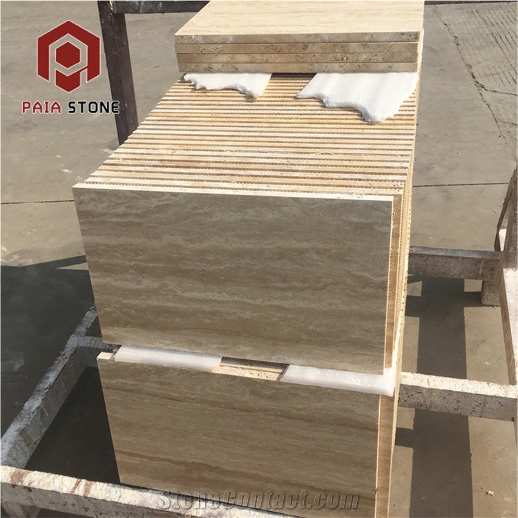 Beige Travertine Tile For Project Exterior Wall