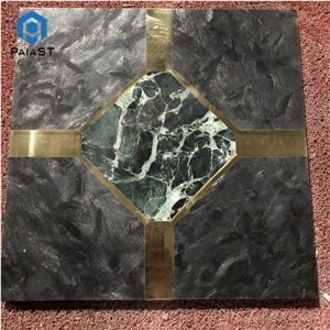 Black And Green Marble Waterjet Flooring Pattern