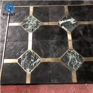 Black And Green Marble Waterjet Flooring Pattern